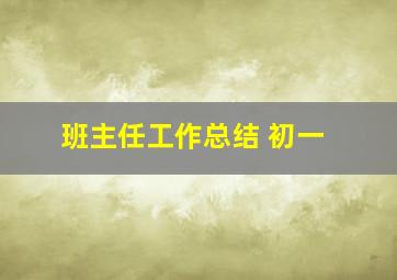 班主任工作总结 初一